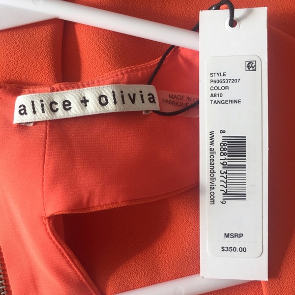 ALICE + OLIVIA DRESS CUTOUT CORAL ORANGE A LINE - Picture 4 of 6